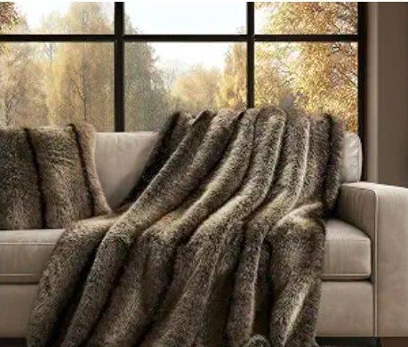 Luxury ombre faux fur throw blanket